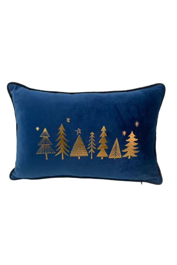 Christmas, poduszka dekoracyjna, niebieska choinka, wym.45x30cm