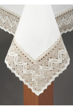 Annette, obrus lniany z koronką, od 85cm do 400cm