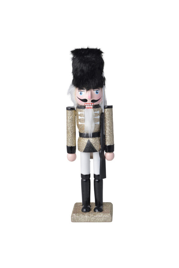 Nutcracker, figurka drewniany dziadek do orzechów, black&gold wys.7.5x6.5x30.5cm