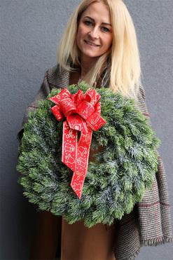 Frozen Christmas C, świąteczny wianek z kokardą, śr.38cm