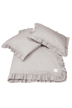 Margaret, komplet pościeli bawełnianej z falbaną, ciemny beż, 200x220 