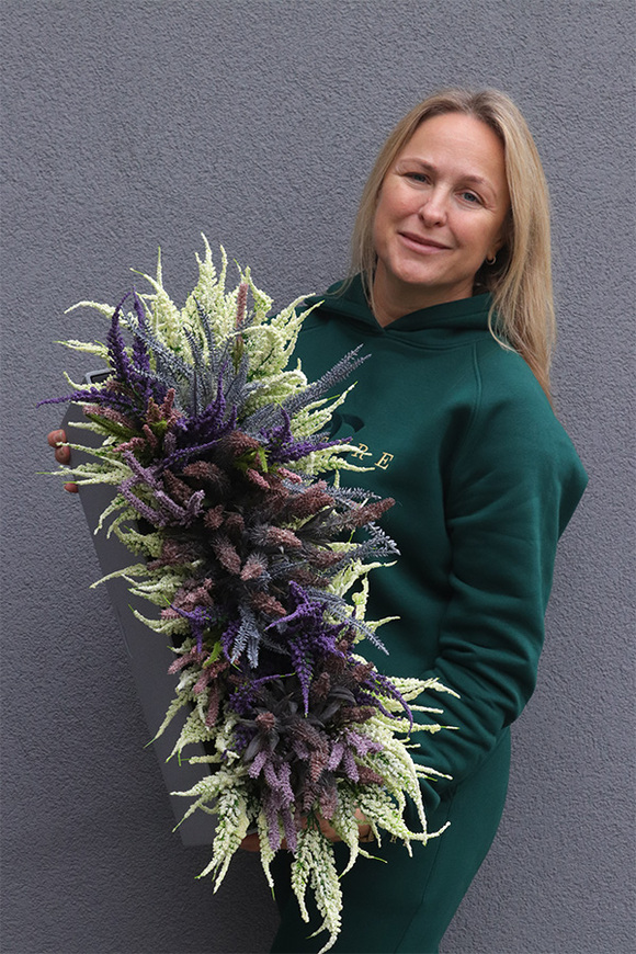 Lechuza Wrzosy 4, kompozycja kwiatowa w wysokiej jakości donicy - skrzynce