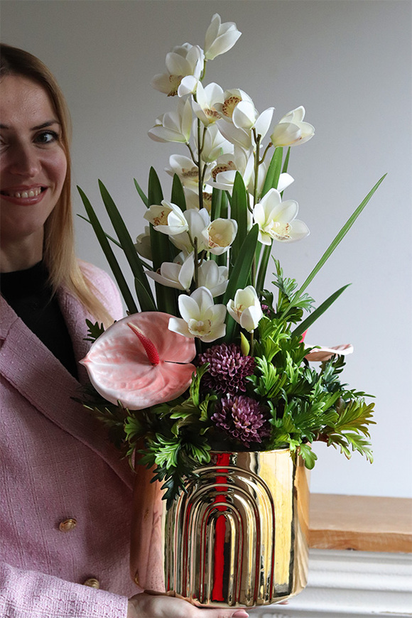 Złota Mekka Moment, storczyk cymbydium z anturium