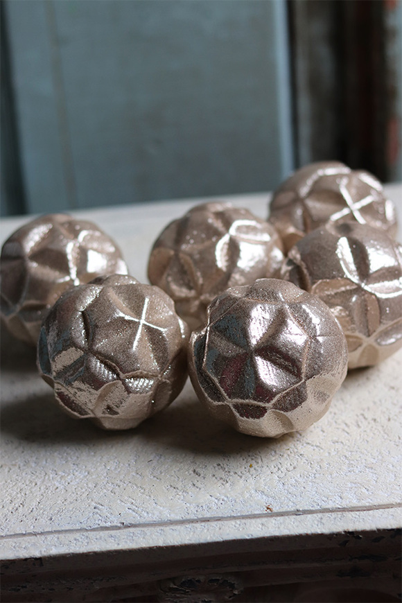 Champagne, bombki choinkowe, szampańskie złoto, śr.7cm, kpl.6szt