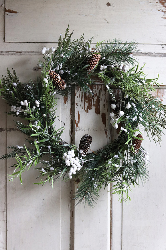 atrakcyjny zimowy wianek na drzwi, Benitro, wym.60cm