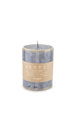 Rustic Patin, czarna świeca walec, cienki, wys.9cm