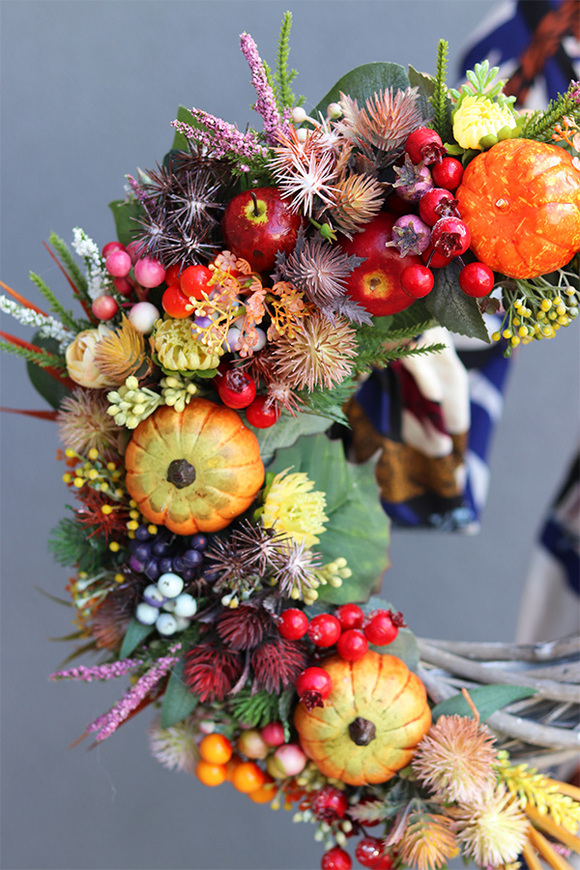 Welcome Fall, jesienny wianek z dyniami