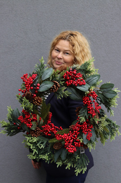 OD RĘKI Na Święta, świąteczny wianek dekoracyjny, śr.50cm 