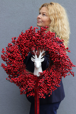 Jeleń w Koralach, świąteczny wianek dekoracyjny, śr.48cm