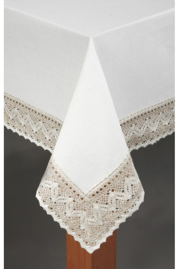 Anette, obrus lniany z koronką