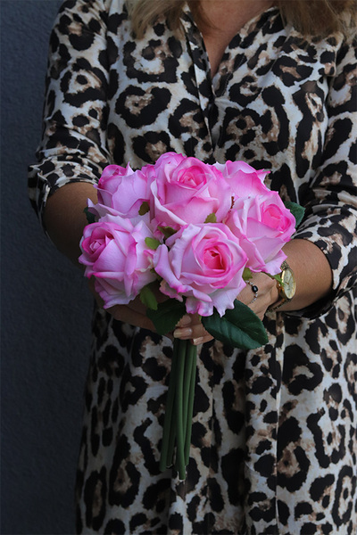 Róża Classic, bukiet róż real-touch, jasny róż
