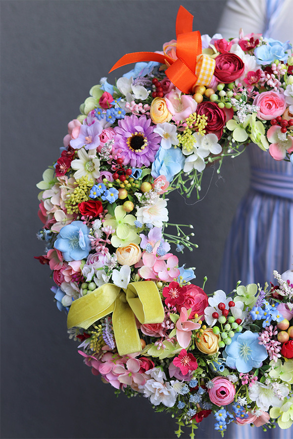 Letnia Pogoda, kolorowy wianek na drzwi