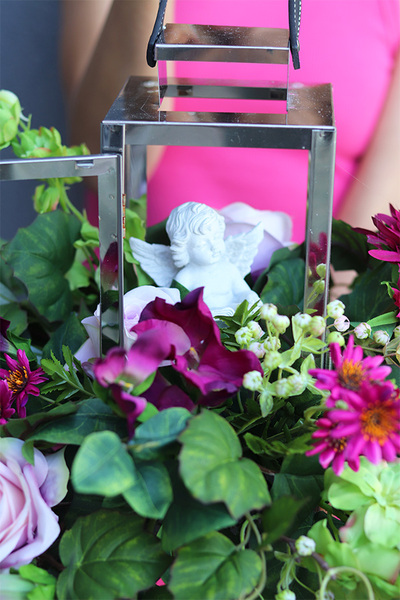 Angelo Garden Pink Redutta, lampion nagrobny (bez bukietu), wys.53cm