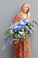 Blue Longia, girlanda nagrobna na desce, dł.110/150cm 