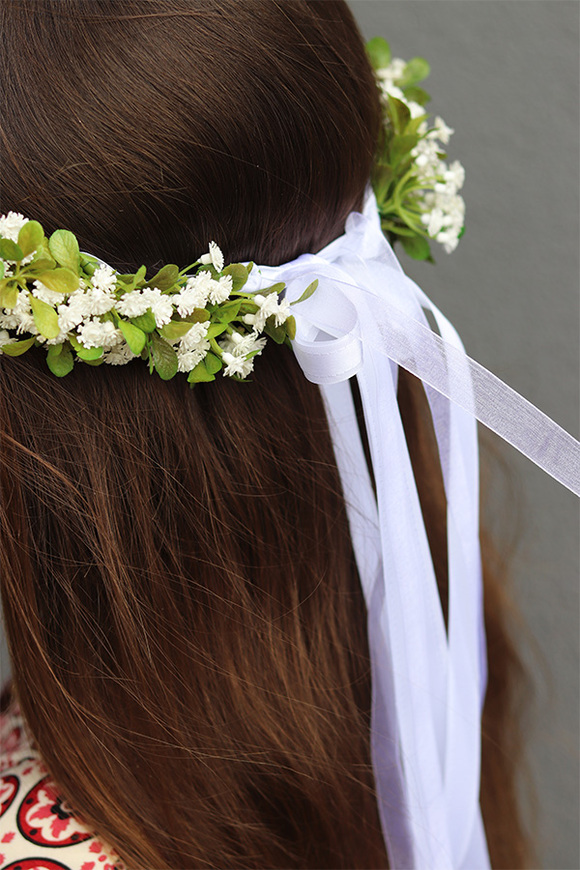 Kaszka New, biały wianek na głowę, rozmiar uniwersalny