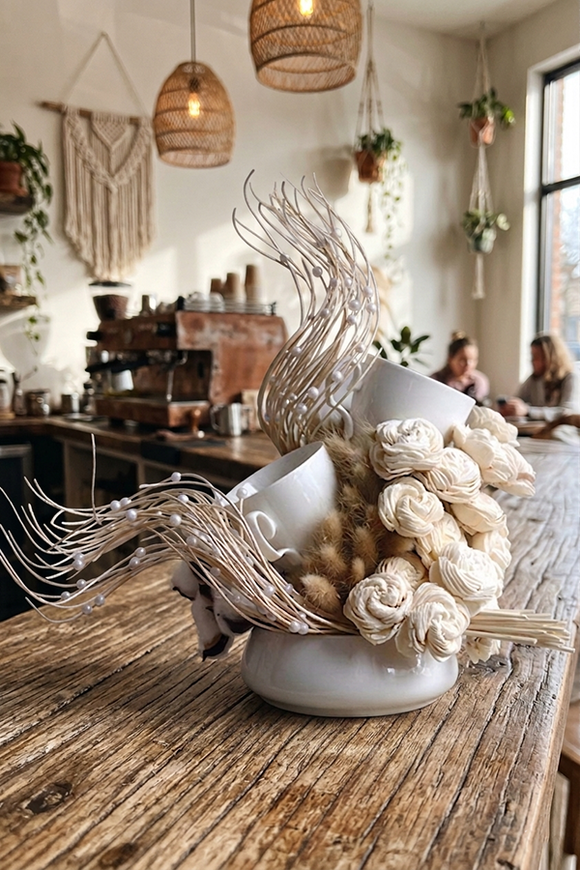 Boho Cafe, nowoczesna kompozycja kwiatowa