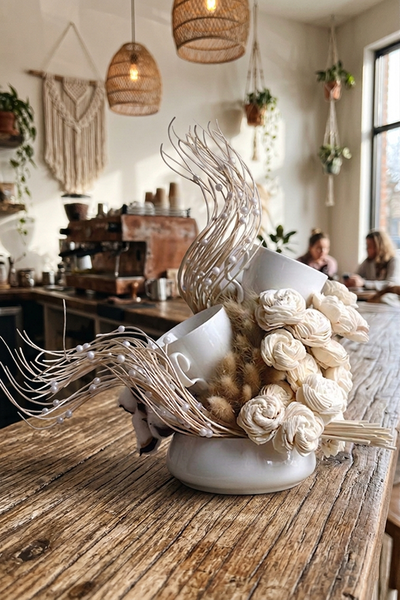 Boho Cafe, nowoczesna kompozycja kwiatowa