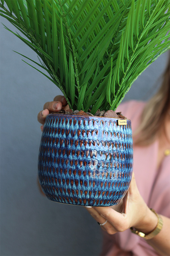 Green Borneo, sztuczna palma w ceramicznej donicy