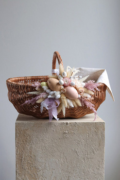 Debbie Pink 2, dekorowany koszyczek wielkanocny z serwetką, wys.20cm