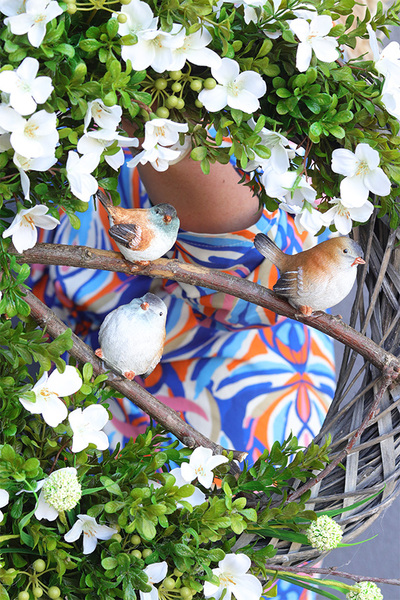 Ptaszki na Gałęzi 4, wiosenny wianek dekoracyjny