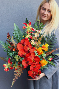 Orangita 2, bukiet nagrobny we wkładzie, dł.62cm