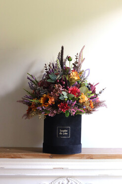 Jesienny Dom 2, welurowy flowerbox jesienny, wys.59cm