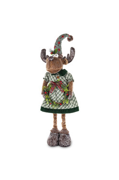 Zielony Rudolf B, laleczka zimowa stojąca renifer, dziewczynka, wys.80cm