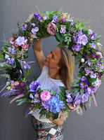 bardzo duży dekoracyjny wianek, Fiolettaro, śr.75cm