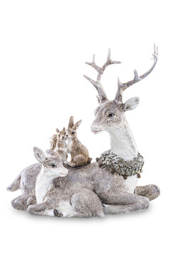 Leśni Przyjaciele, figurka świąteczna jeleń z wieńcem, wym.9.5x18.5cm