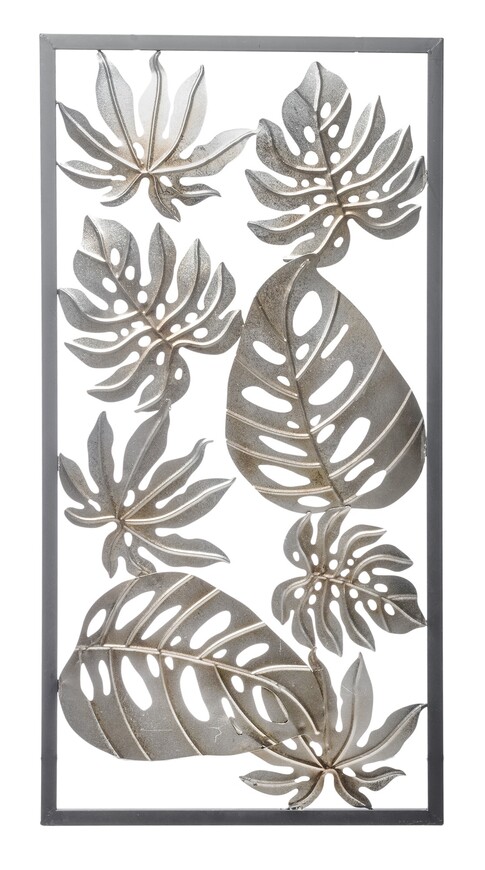 Jungle Silver, srebrny decor ścienny, wym.99.5x50x1cm 