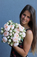 Pełniki New, bukiet jasnoróżowych kwiatów, dł.35cm