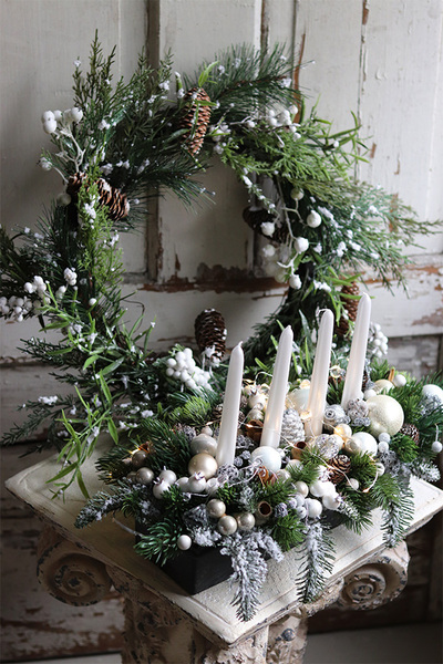 atrakcyjny zimowy wianek na drzwi, Benitro, wym.60cm