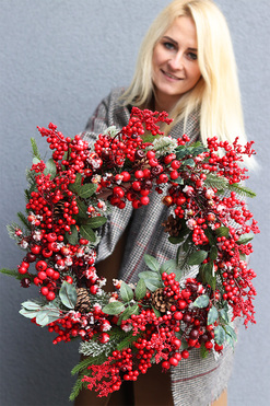 Czerwona Kraina, świąteczny wianek na drzwi, rozp.56cm 