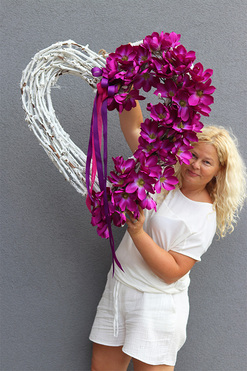 Fuksjove Serce, wianek duże serce z magnoliami, wym.80x74cm 