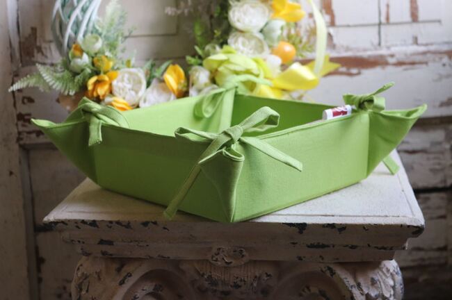 Alleluja na Zielono, wielkanocny koszyk na pieczywo - chlebak, wym.20x20x7cm