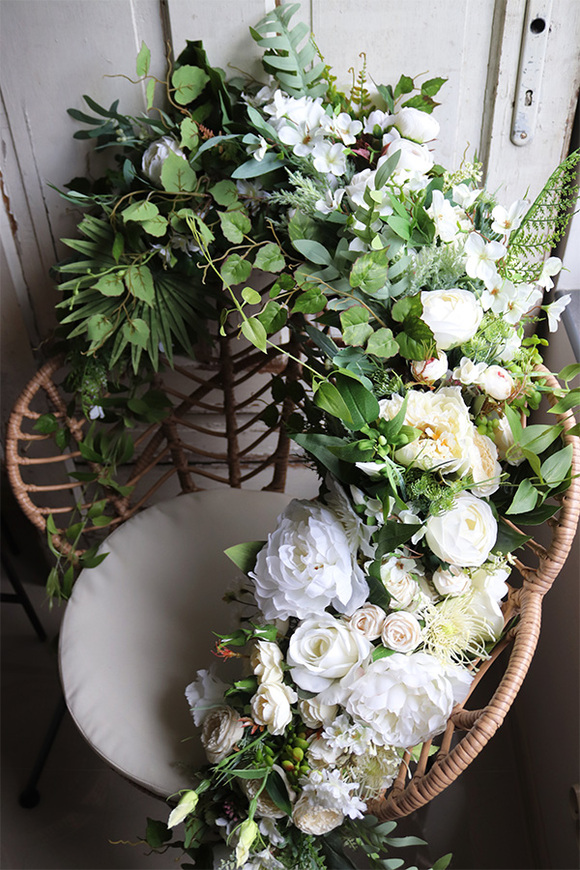 Malediwy White, stylowa girlanda ze sztucznych kwiatów, dł.150cm 