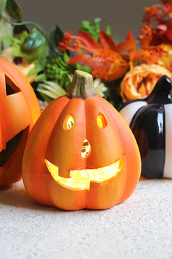 Happy Pumpkin A, dekoracyjna dynia ceramiczna lampion, wym.11x9cm