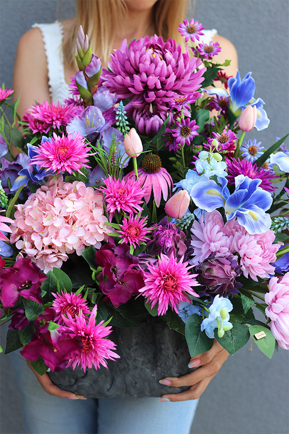  Fioletowe Wspomnienia, nowoczesna kompozycja nagrobna, wym.58x70x100cm