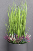 Green Heather Fiberglass, trawa i wrzosy w donicy