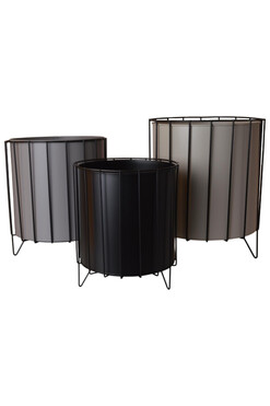 Chromatic Stripes, metalowa osłonka w stojaku kwietnik, kpl.3szt