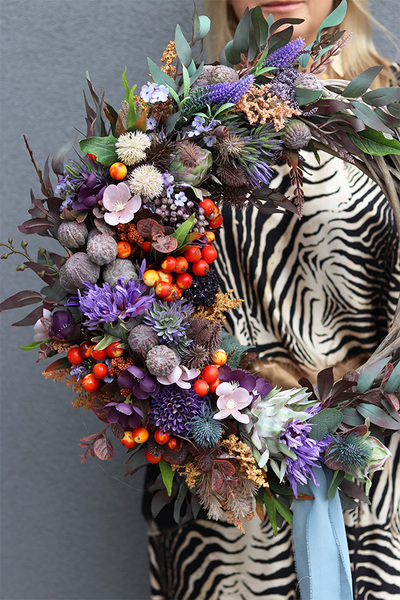 Violet Otono, asymetryczny jesienny wianek, rozp.50cm