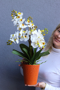 OD RĘKI Orange Retera, gumowy storczyk w pomarańczowej donicy, wys.54cm 