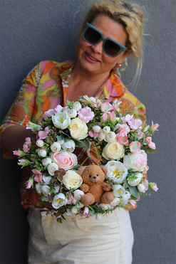 Baby Shower Teddy 2, uroczy wianek na drzwi z misiami, śr.30cm