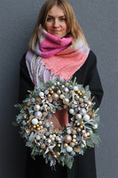 Ozłocony, świąteczny wianek na drzwi, śr.35cm