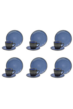 Bonita Blue, komplet kawowy dla 6 osób, 18 elementów