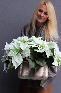 Gwiazda Betlejemska Biel, wysokiej jakości sztuczna roślina, wym.40x52cm