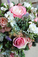 Rossalinda, welurowy flowerbox z różowymi kwiatami, wym.43x44cm 