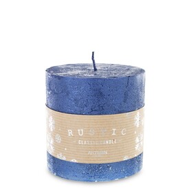 Rustic Candle, świąteczna świeca w kształcie walca, granatowa, wys.9cm