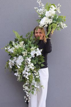 Orchid Monarch, biały komplet dekoracji nagrobnych, wiązanka+bukiet