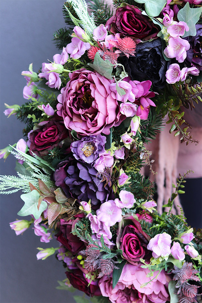 Violesta, bogaty fioletowy wieniec nagrobny, śr.70cm 